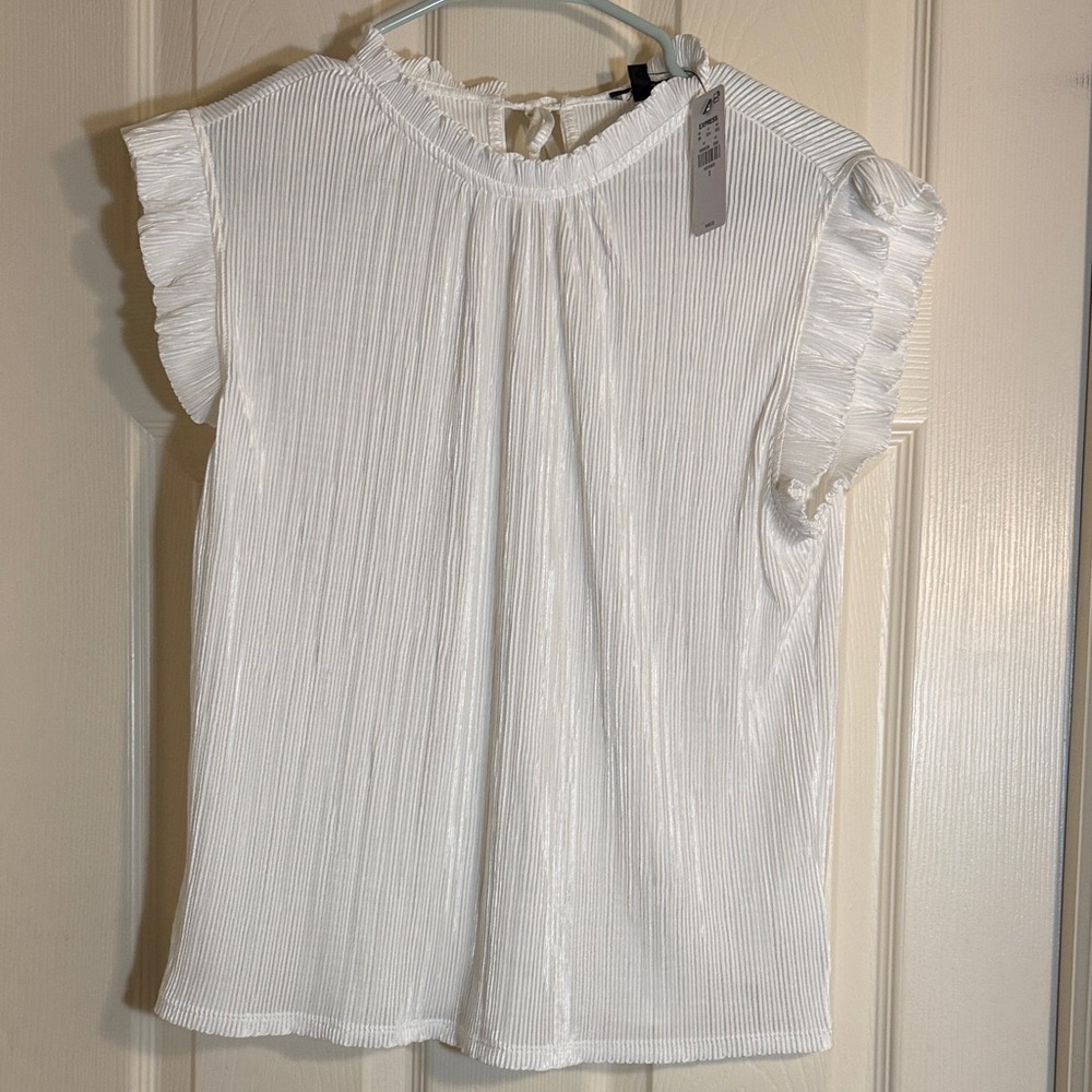 White Ruffled Sleeve Blouse - Express size S. NWT